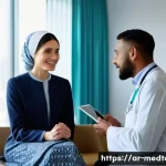 의료관광코디네이터 연봉 실태 - **A Compassionate Connection**
    A wide shot of a bright, modern hospital reception area, tasteful...